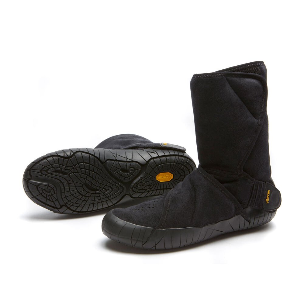 Vibram Furoshiki Mens Eastern Traveler Classic Shearling Mid - Boots Black - FZM812965